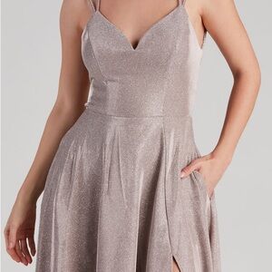 WINDSOR Edna ROSE Formal Glitter Lace-Up Dress $15 Size 7/8 Worn once